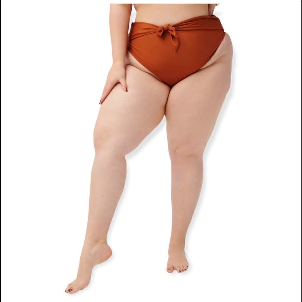 Good American Tie Front High Waist Bikini Bottom Size 4XL